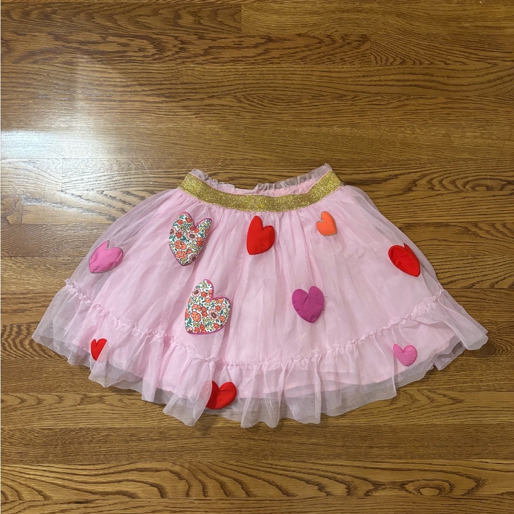 Pink Tulle Skirt with Heart Details size 9/10